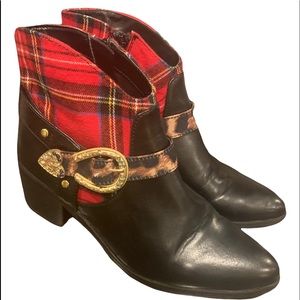 Betsey Johnson Wilma Plaid Buckle Boots